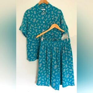 Liz Claiborne 80s Vintage Silk Short Set